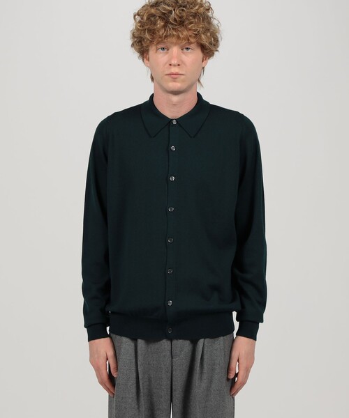 セーター ニット JOHN SMEDLEY TIBOR メリノウール ポロカラーニットシャツ メンズの画像