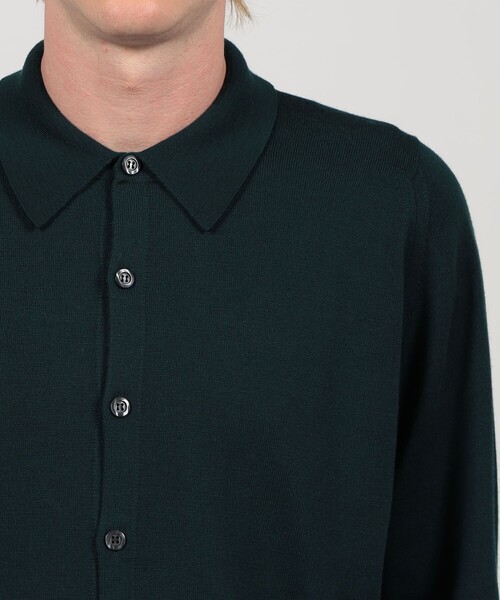 セーター ニット JOHN SMEDLEY TIBOR メリノウール ポロカラーニットシャツ メンズの画像