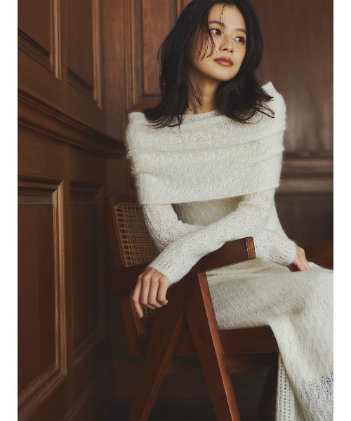 anuans（アニュアンス） ワンピース レースワークニットワンピース