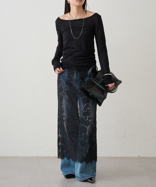 一日限定値下げ美品LOUNGEDRESS レースフレアスカート Loungedress（ラウンジドレス） スカート レースティアードスカート
