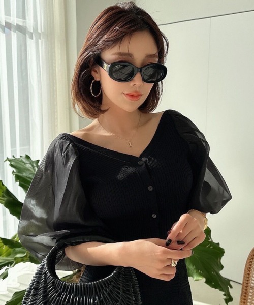 「EIMY ISTOIRE」 半袖ニット FREE グリーン系その他 レディース_画像2