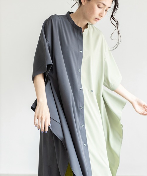 「OSMOSIS」 半袖ブラウス ONE SIZE グリーン レディース_画像7