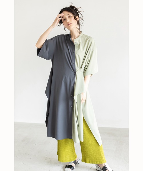 「OSMOSIS」 半袖ブラウス ONE SIZE グリーン レディース_画像8