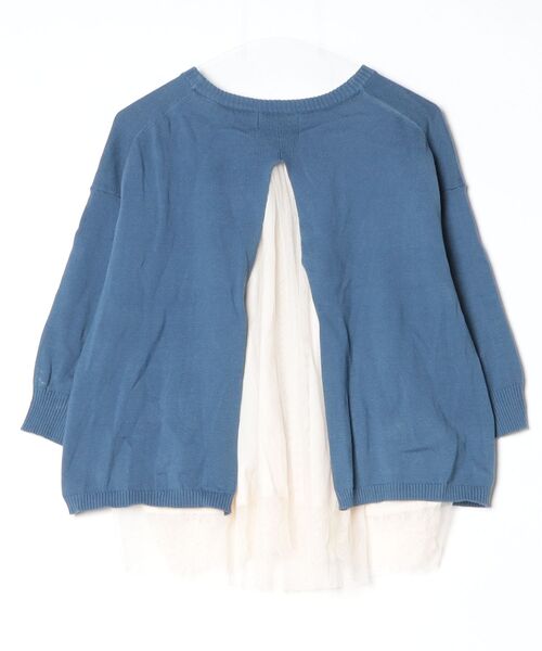 「PARADIS TERRE」 フリル7分袖ニット - ブルー レディース_画像2