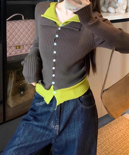 SpRay（スプレイ） ニット セーター リブニットレイヤードトップス