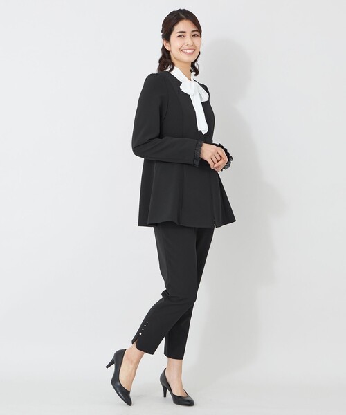 ジャケット ノーカラージャケット デュアルストレッチ ZIP チュニック レディースの画像