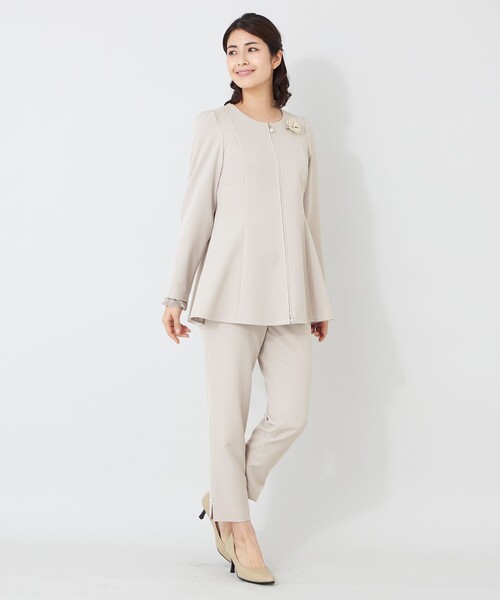 ジャケット ノーカラージャケット デュアルストレッチ ZIP チュニック レディースの画像