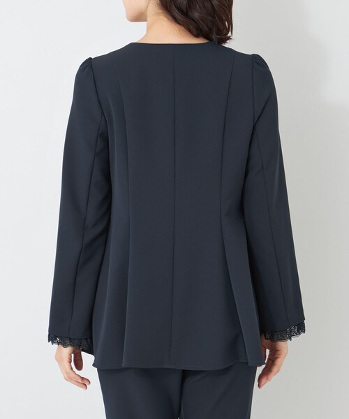 ジャケット ノーカラージャケット デュアルストレッチ ZIP チュニック レディースの画像