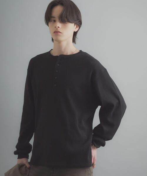 SENSE OF PLACE by URBAN RESEARCH ヘンリーネック tシャツ ワッフル