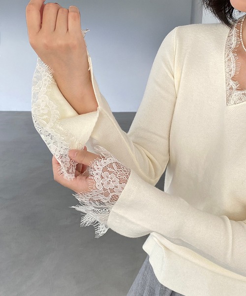 ニット セーター Vネックレースニット レディース : ZOZOTOWN Yahoo!店