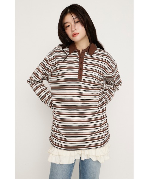 SLY MICHIXSLY POLOシャツ サイズ2 ブラウン SLY（スライ） ポロシャツ ポロ MICHIXSLY POLO SH ミチスライ