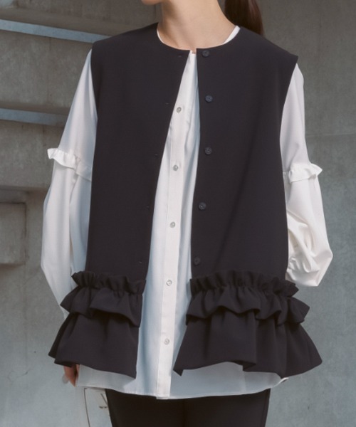 Sono（ソーノ） tシャツ 「SONO/ソーノ」フローイングフリルチュニック