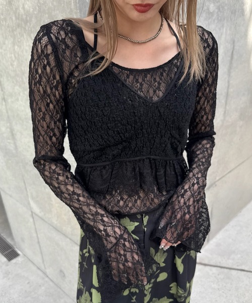 Ameri（アメリ） ブラウス シャツ CUT LACE BUSTIER SET TOP