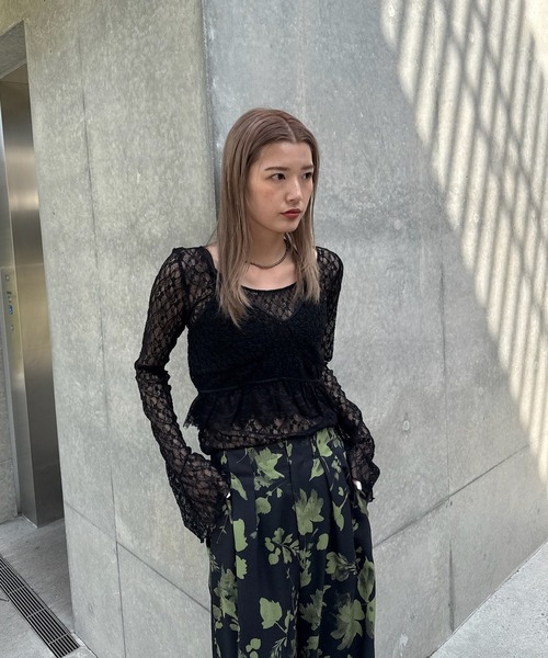 Ameri（アメリ） ブラウス シャツ CUT LACE BUSTIER SET TOP