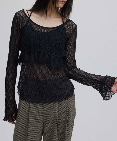 Ameri（アメリ） ブラウス シャツ CUT LACE BUSTIER SET TOP