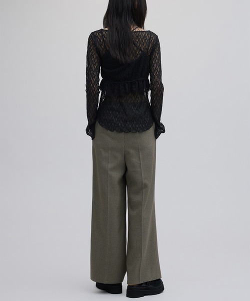 シャツ/ブラウス(長袖/七分) BUSTIER LAYERED SHEER SHIRT/ameri Ameri（アメリ） ブラウス シャツ CUT LACE BUSTIER SET TOP