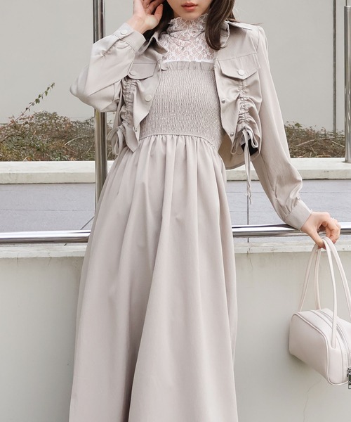 シャーリングキャミワンピース【POPPY】 SpRay（スプレイ） ワンピース シャーリングジャケットxキャミ