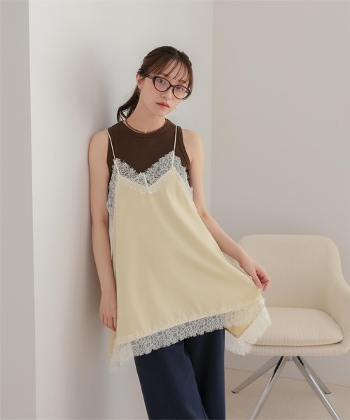 miette（ミエット） ワンピース マットサテンレースキャミワンピース