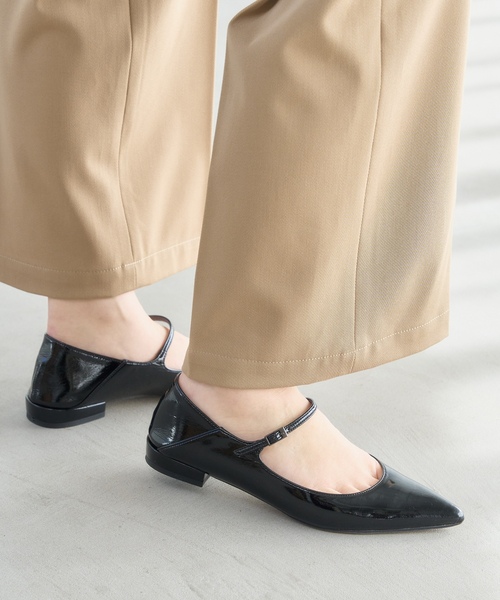 「LE TALON」 フラットパンプス 25.5cm ブラックミックス レディース_画像5