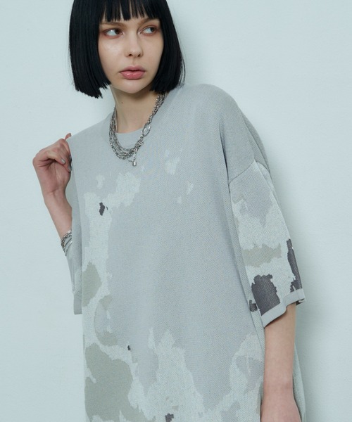 「AIVER」 7分袖ニット MEDIUM ネイビー メンズ_画像5