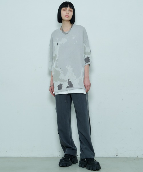 「AIVER」 7分袖ニット MEDIUM ネイビー メンズ_画像6