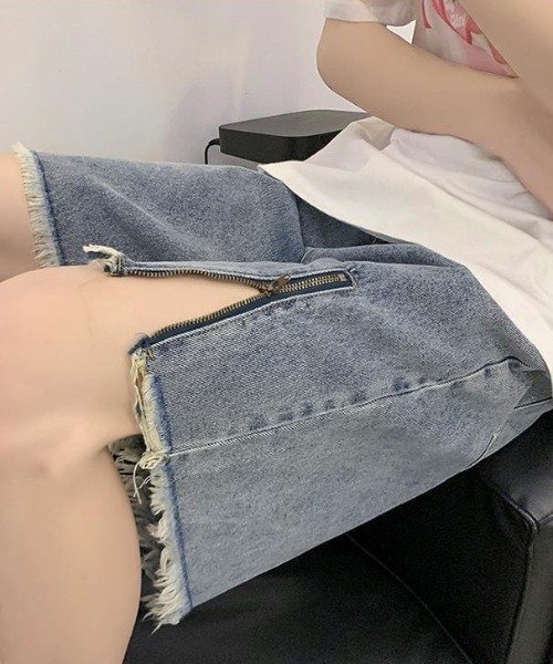 link lot ハーフパンツ ジーンズ 「26年春夏新作」切りっぱなしZIP