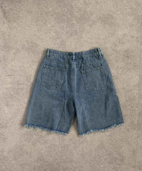 link lot ハーフパンツ ジーンズ 短パン 切りっぱなしZIPデザイン