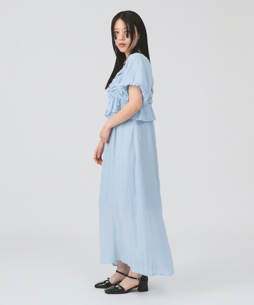 ペプラム パフスリーブ ワンピース RayBEAMS Ray BEAMS（レイ ビームス） ワンピース 半袖 ペプラム パフスリーブ