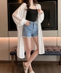 カーディガン シアーロングガウンカーディガン ...の詳細画像1