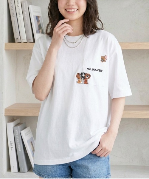 tシャツ 「TOM＆JERRY/トムとジェリー」キャラクター刺繍デザイン半袖