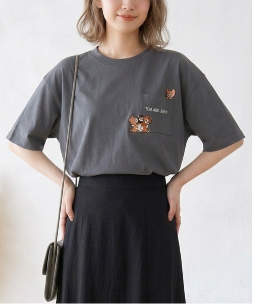 tシャツ 「TOM＆JERRY/トムとジェリー」キャラクター刺繍デザイン半袖