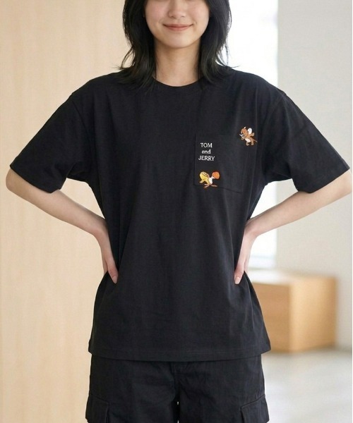 tシャツ 「TOM＆JERRY/トムとジェリー」キャラクター刺繍デザイン半袖
