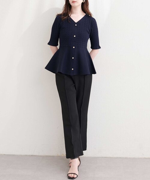 natural couture ニット セーター ケーブル編みペプラムニット