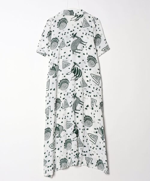 「Amina」 花柄シャツワンピース - ホワイト レディース_画像2