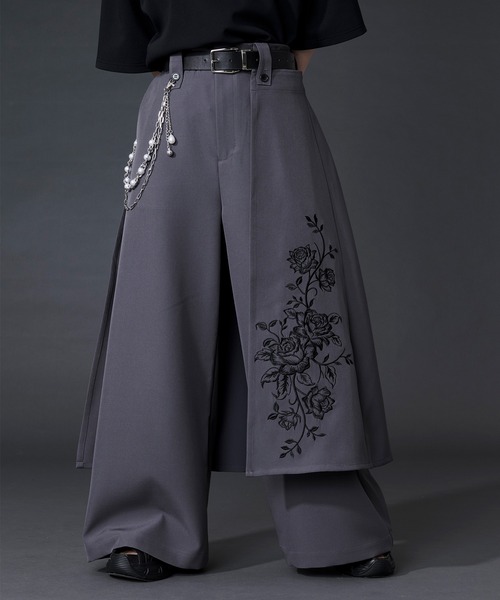 Ellno Loset（エルノロゼット） スラックス 2wayフラワー刺繍ラップ