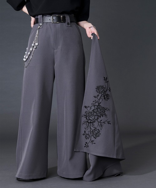 Ellno Loset（エルノロゼット） ワイドパンツ スラックス 2wayフラワー