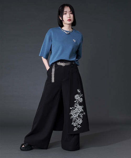 Ellno Loset（エルノロゼット） ワイドパンツ スラックス 2wayフラワー