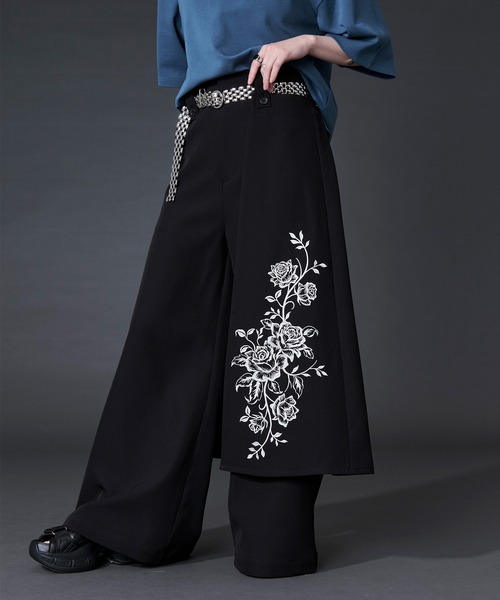 Ellno Loset（エルノロゼット） ワイドパンツ スラックス 2wayフラワー