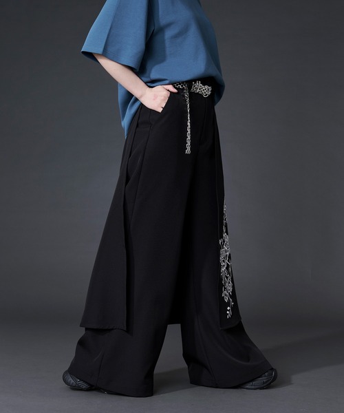 Ellno Loset（エルノロゼット） ワイドパンツ スラックス 2wayフラワー