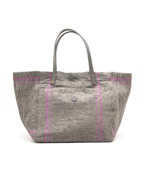 トートバッグ 「A4サイズも入る大容量」CL3913 HAND＆WORK COTTON JUTE STRIPE TOTE L レディースの画像