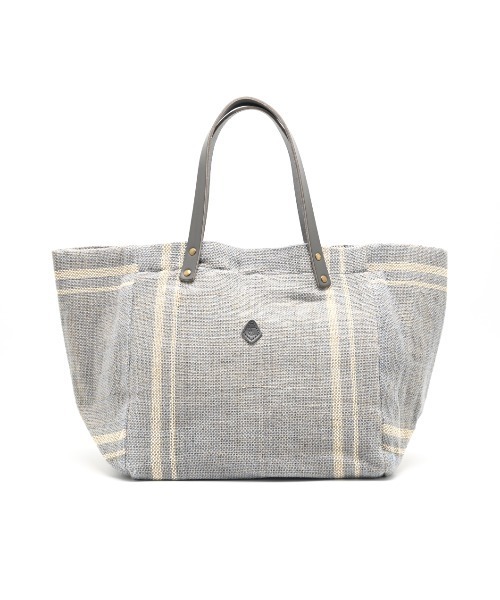 トートバッグ 「A4サイズも入る大容量」CL3913 HAND＆WORK COTTON JUTE STRIPE TOTE L レディースの画像