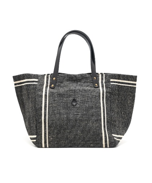 トートバッグ 「A4サイズも入る大容量」CL3913 HAND＆WORK COTTON JUTE STRIPE TOTE L レディースの画像