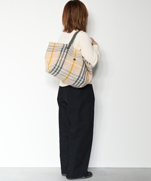 トートバッグ 「A4サイズも入る大容量」CL3913 HAND＆WORK COTTON JUTE STRIPE TOTE L レディースの画像