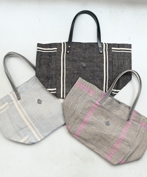 トートバッグ 「A4サイズも入る大容量」CL3913 HAND＆WORK COTTON JUTE STRIPE TOTE L レディースの画像