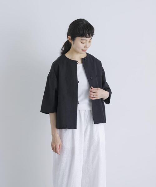 かぐれ ジャケット ノーカラージャケット ノーカラーハーフスリーブ