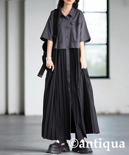 antiqua（アンティカ） ドッキングワンピース ONESIZE ブラック