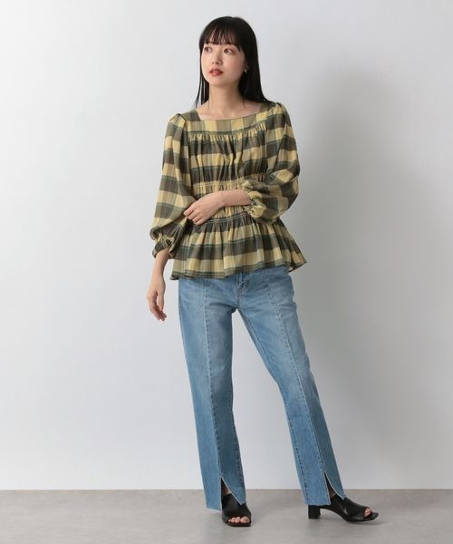 LOWRYS FARM シャツ ブラウス シャーリングバルーンブラウス6S