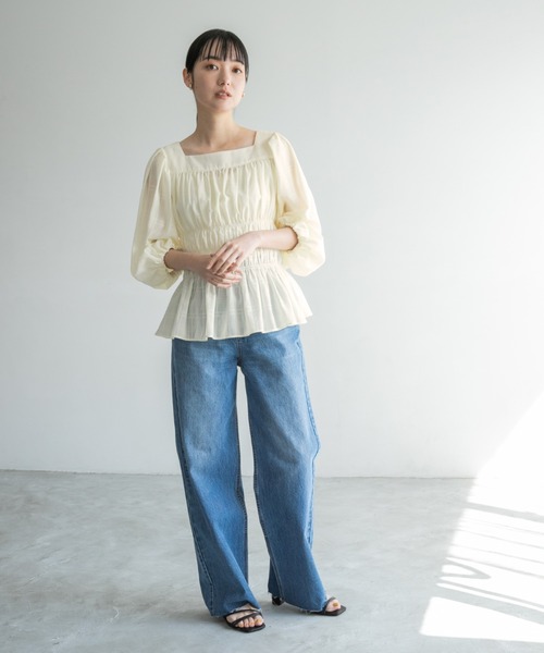 盤子6 LOWRYS FARM シャツ ブラウス シャーリングバルーンブラウス6S