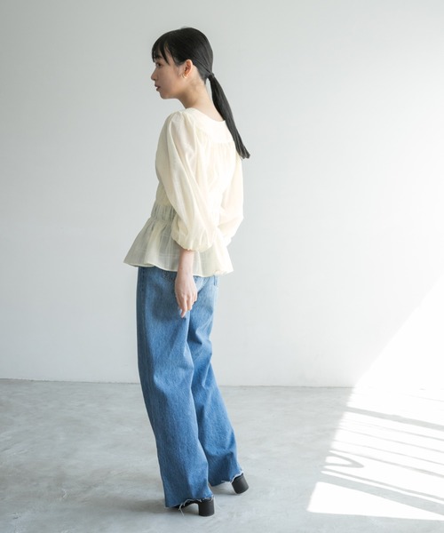 LOWRYS FARM シャツ ブラウス シャーリングバルーンブラウス6S