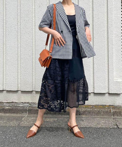 Jewelobe スカート レースパッチワークティアードスカート